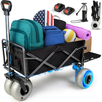 Chariot de camping pliable à roues en caoutchouc, chariot utilitaire portable, chariot de plage robuste, chariot de transport pour pique-nique et courses en extérieur