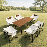 Ensemble table et chaises de camping multi-personnes pour l'extérieur, design à roulettes, chaises détachables et pliables - Écologique et léger pour la pêche