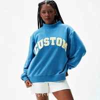 Maßgefertigter Bestickter Damen-Baumwoll-Oversized-Pullover Hoodie Strick-Designer-Rundhalspullover Unisex-Set Individualisierung mit Logo