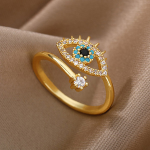 Blue Zircon Evil Eyes <b>Rings</b> for Women Turkish Style Open Stainless Steel Lucky Finger <b>Ring</b> Wedding <b>Couple</b> Jewelry Anillos Mujer - Product Image 1