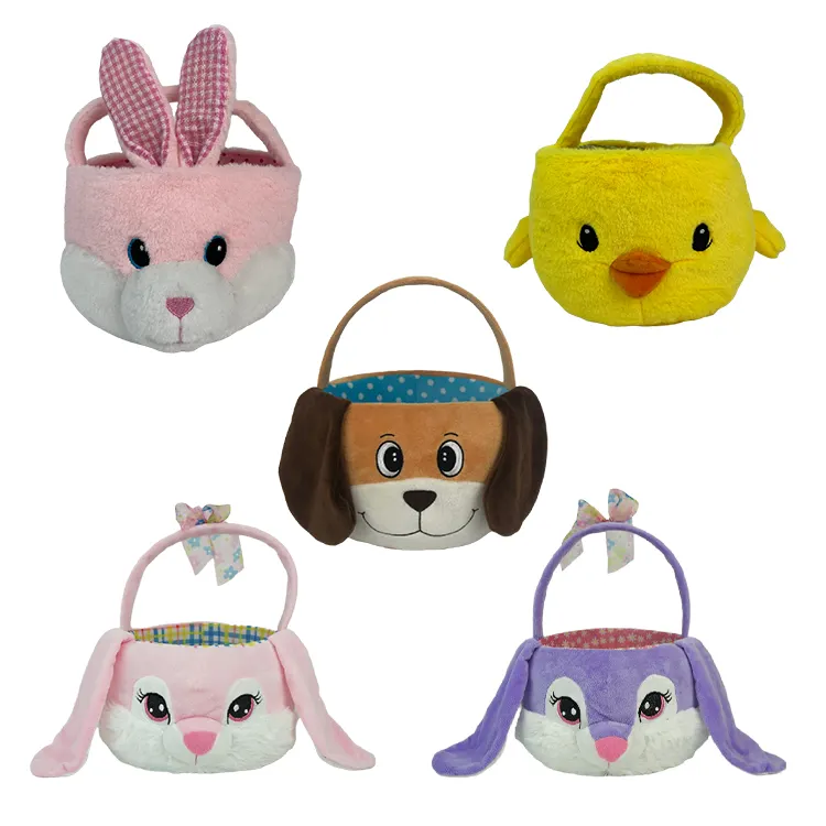 BSCI-Bolso de mano de felpa de conejo para niños, cesta de regalo con forma de Animal, personalizado, de 3 a 5 días, venta al por mayor