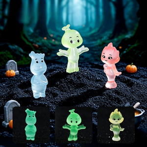 Nouvelles capsules lumineuses transparentes micro-paysagères, figurines de petits feux de joie mignonnes, décorations DIY d'Halloween, petits ornements de bureau - Product Image 1