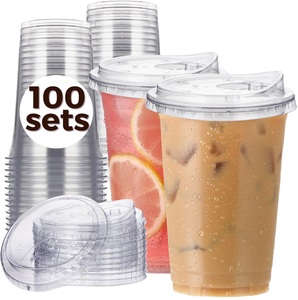 Vaso de Plástico PET de 24 oz con Tapa, Transparente, Desechable, Reciclable, para Bodas, Venta al por Mayor, Logotipo Personalizado, Grado Alimenticio - Product Image 1