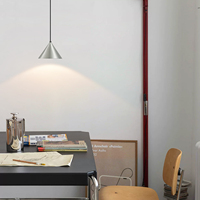 Lampu Gantung LED Desain Terompet dengan Kap Lampu Kerucut Aluminium Satin untuk Meja Makan, Lampu Hias Ruang Makan, Dekorasi Kafe