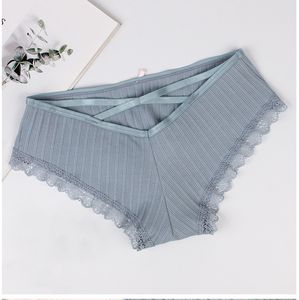 Sexy Kanten Ondergoed Voor Vrouwen Lage Taille Geribbeld Cross-Mooie Billen Katoenen Kruis Slips Voor Vrouwen - Product Image 5
