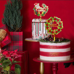 Adorno acrílico para pastel de Navidad con estampado de flores y dulzura, para decoración de repostería navideña - Product Image 2