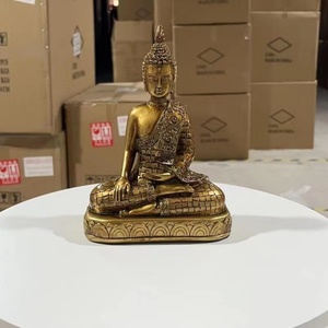 Estatua de Buda <span class=keywords><strong>Zen</strong></span> Sentado de Estilo Tailandés Antiguo en Bronce Dorado, Fabricada a Medida en Resina, Venta al por Mayor - Product Image 6