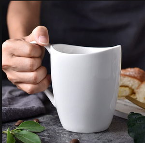 Tasse à lait en céramique blanche minimaliste avec bec verseur, logo personnalisé, grande capacité, mug à café pour hôtel, restaurant, cadeau de mariage, vente en gros - Product Image 5