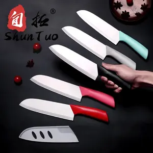 SHUNTUO Factory In stock 7 inch custom color white red Non slip handle kitchen knives ceramic knives