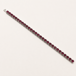 925 Sterling Silver Rhodium Plated Ruby Tennis <b>Bracelet</b> for Women - Product Image 2