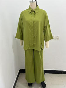 <span class=keywords><strong>Camicia</strong></span> di <span class=keywords><strong>lino</strong></span> a maniche larghe da <span class=keywords><strong>donna</strong></span> stile europeo americano pantaloni lisci elastici commercio estero transfrontaliero - Product Image 5