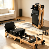 Tempat Tidur Reformer Pilates Kayu Berkualitas Tinggi, Tahan Lama, Aman, Dapat Disesuaikan, dan Portabel untuk Penggunaan di Studio Yoga dan Peralatan Kebugaran di Rumah