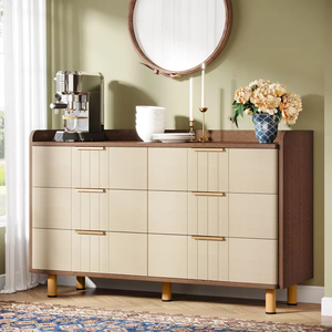 <span class=keywords><strong>Commode</strong></span> à 6 tiroirs en bois brun moderne, 120 cm, écologique, durable, gain de place, pour le rangement dans la chambre à coucher - Product Image 4