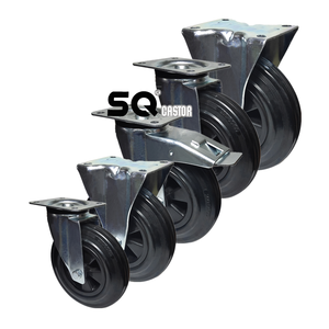 SQ 80mm 100mm 125mm 150mm 200mm Hoch leistungs gummi rolle 500kg Schwenkbare Gummi rollen für Handwagen - Product Image 1