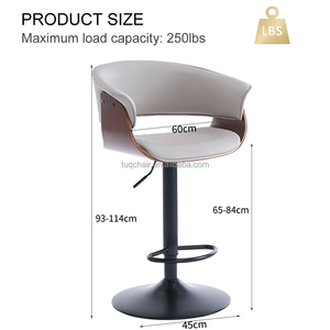 Chaises <span class=keywords><strong>de</strong></span> bar modernes en cuir PU et bois, pivotantes, hauteur réglable, tabourets <span class=keywords><strong>de</strong></span> bar pour îlot <span class=keywords><strong>de</strong></span> cuisine - Product Image 2