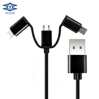 Compatible avec Huawei, Apple et Android, adaptateur de câble de données pour téléphone à charge rapide 3 en 1, câble de charge un-vers-trois