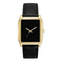 Montre analogique carrée Miykon Vintage pour homme - Bracelet en cuir véritable, mouvement à quartz japonais, étanche 100 pieds, boîtier en acrylique