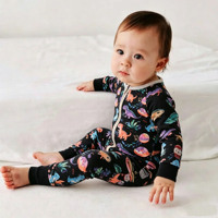 Combinaison pour bébé nouveau-né personnalisée, bio, 95% bambou, 5% élasthanne, fermeture éclair YKK bidirectionnelle, pyjama pour tout-petit, vêtements de nuit pour enfant, toutes saisons