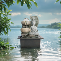 Fontaine extérieure de bouddha assis avec LED, méditation zen, décor de jardin/patio/arrière-cour
