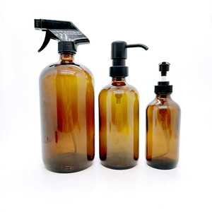 500ml 250ml 8 16 32 oz 16oz 32 oz flacon compte-gouttes en verre huile essentielle UV bouteille en verre noir avec pompe shampooing <span class=keywords><strong>savon</strong></span> liquide - Product Image 1