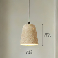 Lampe suspendue Annzlee en pierre de travertin et bois, style Wabi-sabi Japandi, fabrication OEM en gros, directement de l'usine