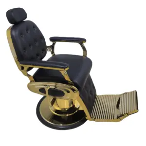 Luxe Hoge Kwaliteit Zwarte En Gouden Kappersstoelen Kapper Salon Kappersstoel Elektrische Kappersstoel