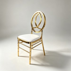 Gold Stainless Steel Wedding <b>Chair</b> with <b>White</b> Cushion Elegant Event & Banquet <b>Dining</b> <b>Chair</b> - Product Image 3