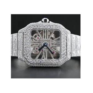 Reloj de Acero Inoxidable Automático con Diamante Moissanite VVS de 30 Quilates de la Mejor Calidad al por Mayor, Esfera de Cristal, Estilo Antiguo - Product Image 1