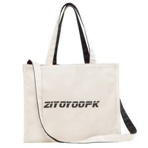Bolsa de Mano de Lona Ecológica Reciclada con Estampado Personalizado de Alta Calidad, Bolsa de Hombro Resistente con Patrón de Letras - Product Image 1