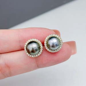 อุปกรณ์ตกแต่งมุก DIY 22363 สำหรับเสื้อโค้ทผู้หญิง ต่างหูเงินแท้ S925 พร้อมลูกปัดกลมขนาด 9-10 มม. แบบถอดได้ ตัวรองรับสีทองและสีเงิน - Product Image 1