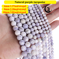 Perles de turquoise violette naturelle Zhe Ying 6/8/10 mm, perles rondes lisses en pierre pour bijoux, perles de pierre turquoise violette