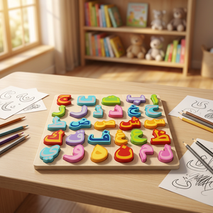 Cube de puzzle <span class=keywords><strong>en</strong></span> bois Montessori éducatif 3D alphabet <span class=keywords><strong>arabe</strong></span> pour les enfants de 2 à 4 ans et de 5 à 7 ans, jouets unisexes pour enfants - Product Image 5