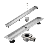Drain de sol linéaire en acier inoxydable 304 pour salle de bain, encastré invisible, à sortie horizontale, surface laquée, durable et facile à nettoyer