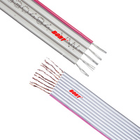 Cable Plano para Altavoz UL2651 28AWG de 20 Pines con Paso de 2.54mm, Revestimiento de PVC Gris y Borde Rojo