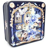 Boîte carrée en fer blanc avec motif animalier magique, idéale pour biscuits, chocolats, cadeaux, ou comme emballage pour collations de fêtes.