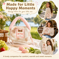 Sac à bandoulière en peluche avec fourrure imprimée vache et patch cochon, sac à main rose doux et duveteux, cadeau