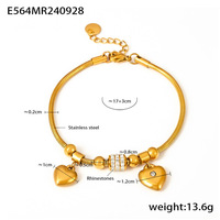 Pulsera chapada en oro de diamantes de imitación checos de doble Corazón, pulsera de cadena de serpiente suave multiaccesorio Ins joyería de acero inoxidable