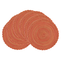 Napperon de table en polyester et coton tressé, diamètre 300 mm, rayé orange automne, tissé, antidérapant, isolant thermique, vente en gros