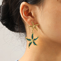 Boucles d'oreilles de luxe en coquille d'ormeau et étoile de mer, plaquées or 18 carats, en acier inoxydable, pour femme, thème océan, accessoires de vacances à la plage