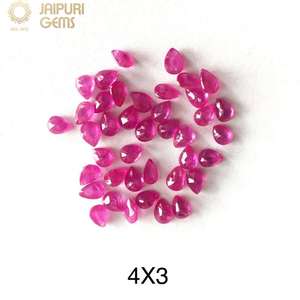 Pierre précieuse naturelle certifiée Jaipuri Gems, rubis rouge rose facetté en forme de poire de 3mm-4mm, provenant de la meilleure source - Product Image 3