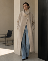 Manteau élégant en laine épaisse et longue à col roulé pour femmes, doux et brossé, pour l'hiver