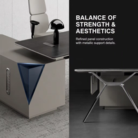 Bureau de direction en bois écologique de luxe léger avec rangement extensible, table de bureau moderne et minimaliste pour immeuble de bureaux