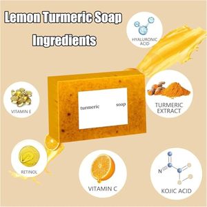 Sapone Artigianale al Limone, Curcuma e Acido Kojico, Barra Solida al Miele per Pulizia e Sbiancamento Ottimali per Tutti i Tipi di Pelle - Product Image 4