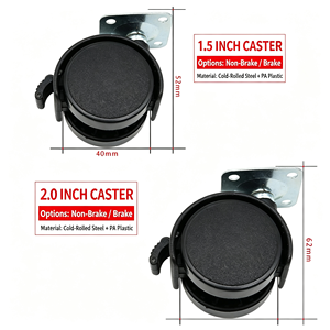 Sofa Caster Wheels Set of 4, Heavy Duty Swivel Furniture Casters with Locking Brake, 360 Quiet PU Wheels for Bed, Cabinet, <b>Table</b> - Product Image 5