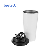 BestSub Vente en gros Tasse isotherme 16 oz en acier inoxydable, gobelet de voyage, tasse à sublimation vierge avec couvercle