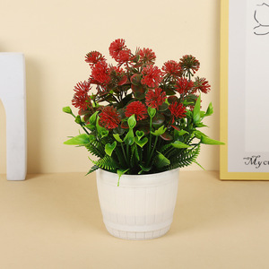 Planta Artificial en Maceta de 18x22cm, Color Blanco Rojizo, Rojo, Naranja y Verde, Hecha a Mano, Decoración para Hogar y Oficina - Product Image 3
