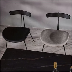 Sedia da pranzo moderna della metà del secolo con struttura <span class=keywords><strong>in</strong></span> pelle sintetica e ferro nero <span class=keywords><strong>in</strong></span> metallo stile <span class=keywords><strong>Vintage</strong></span> <span class=keywords><strong>in</strong></span> pelle - Product Image 3