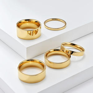 Minimalist Unisex Gold Plated Titanium Steel <b>Ring</b> Smooth Finish Pinky <b>Ring</b> Jewelry Gift - Product Image 1