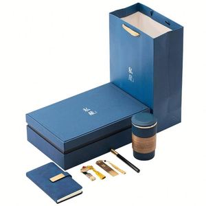 Ensemble cadeau promotionnel d'entreprise de luxe de haute qualité pour hommes et femmes, bloc-notes relié en cuir PU avec logo personnalisé, 100 exemplaires - Product Image 2