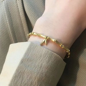 Bamboo Joint <b>Bracelet</b> For Women Zinc Alloy Leaf Charm Jewelry Fashion <b>Beaded</b> <b>Bracelets</b> - Product Image 1
